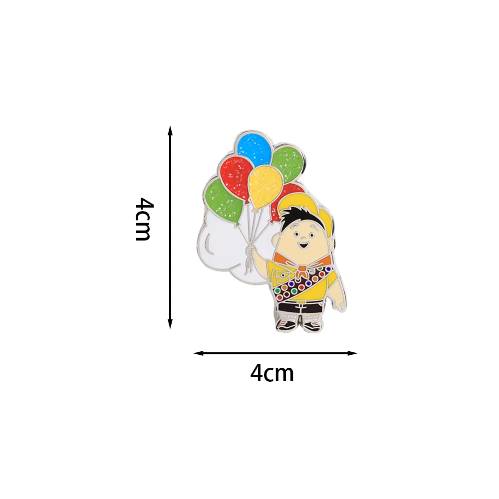 Cartoon-Anime-Charakter-Brosche, glitzernde, bunte Ballon-Fliegender-Junge-Emaille-Anstecknadel, klassisches Anime-Accessoire, Fan-Geschenk – Detail 2