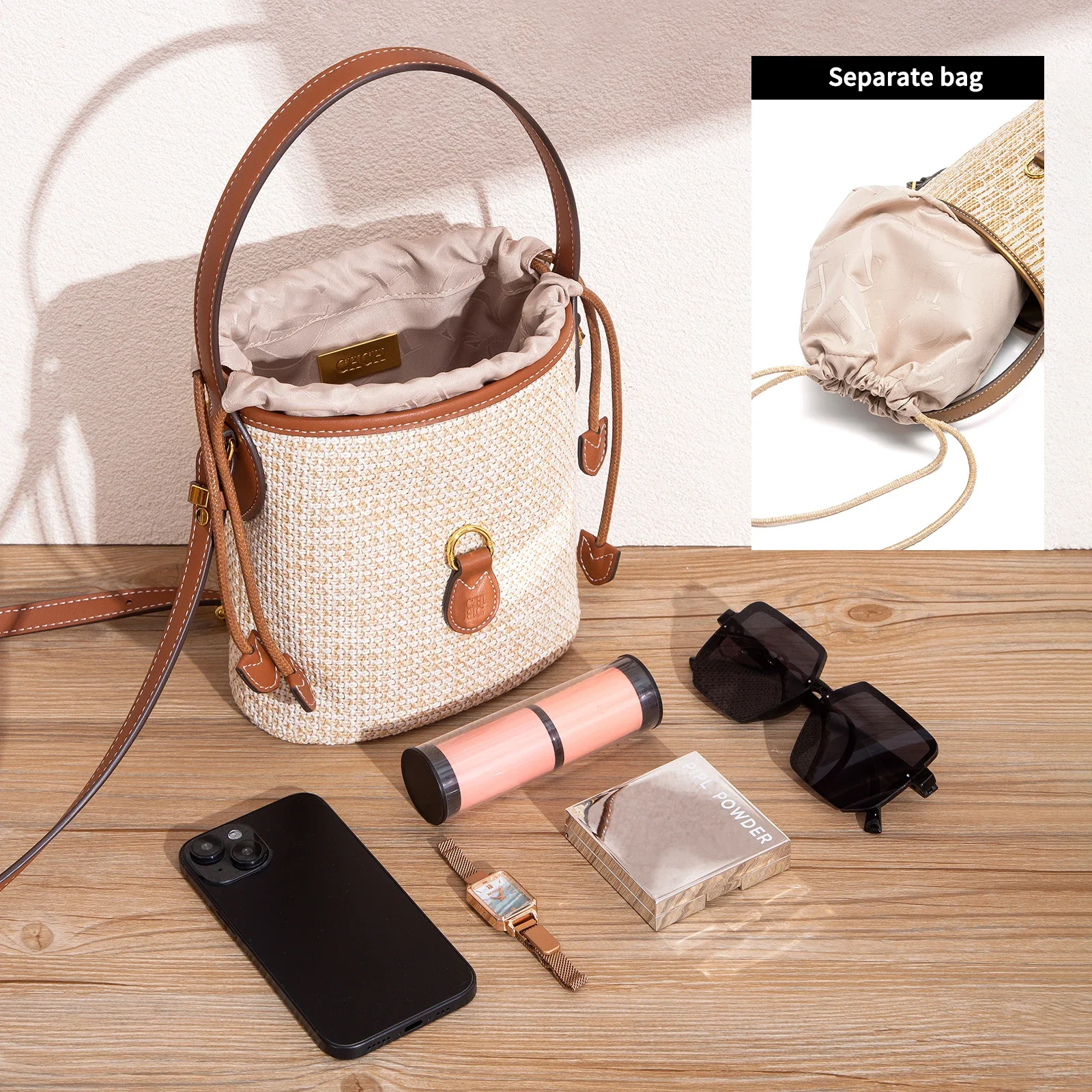 

Phone Bag CHCH Woman's Shoulder Bag Summer New PP Grass Woven Handbag Holiday