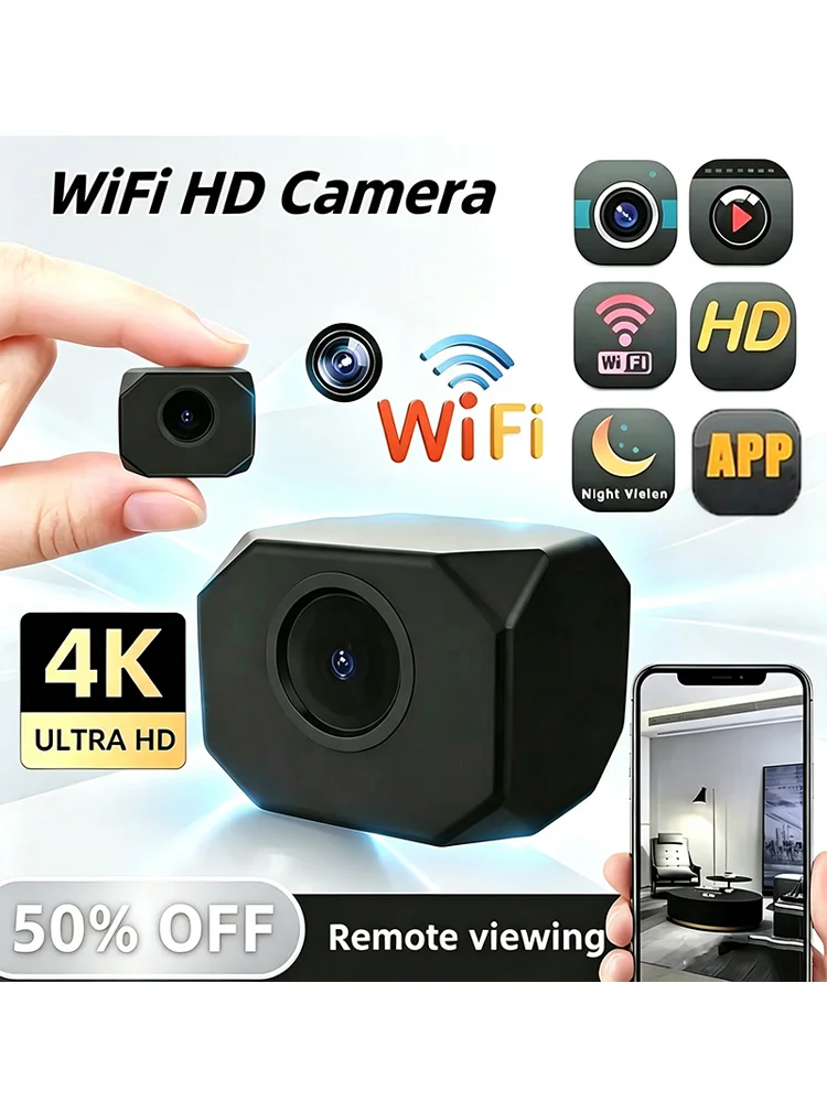 Nowa Bezprzewodowa Kamera 4K do Monitoringu i Ochrony, Mini Kamera Wideo z Trybem Nocnym, Detekcją Ruchu, Mini Kamera do Monitoringu, Inteligentny Dom — zdjęcie produktu 7