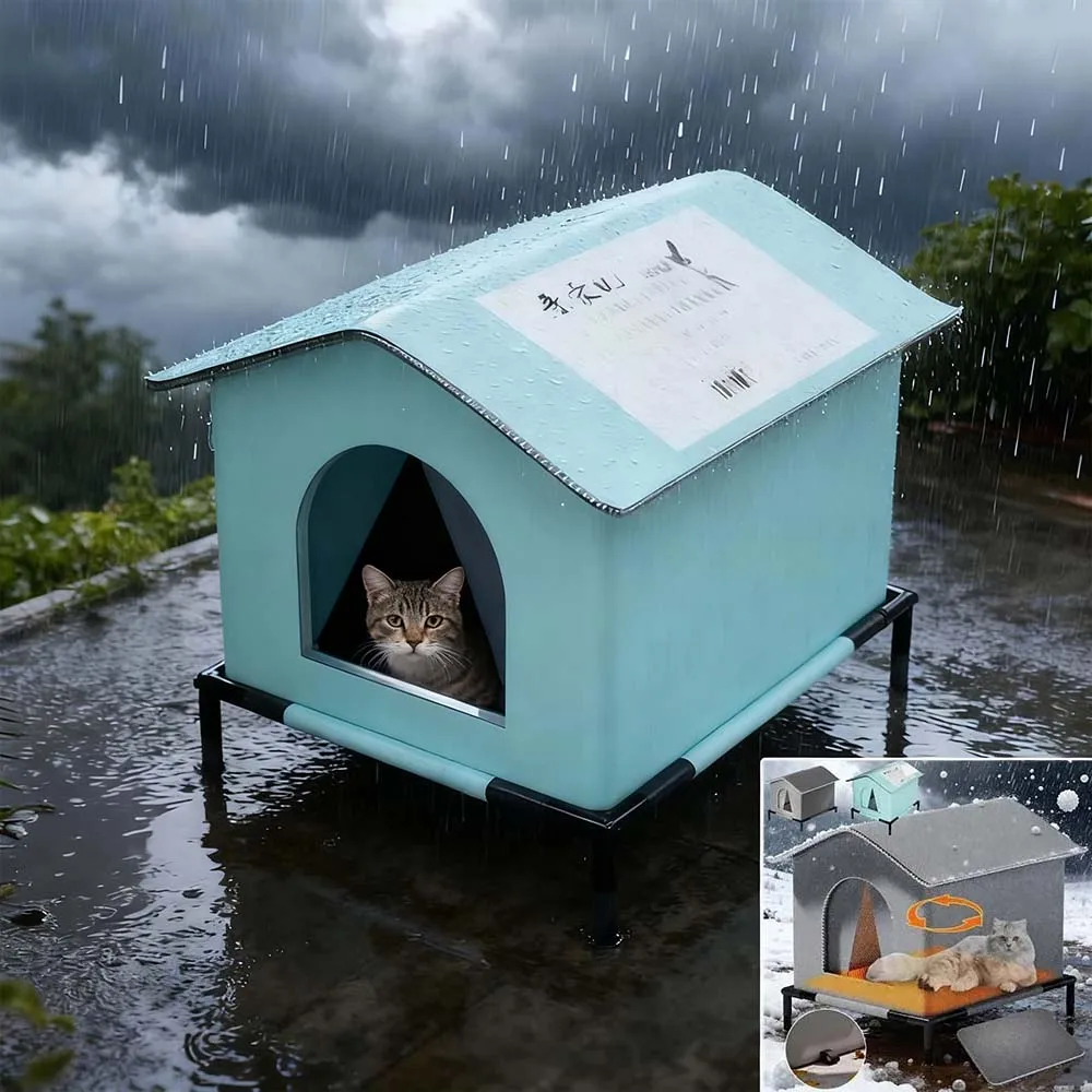

Waterproof Foldable Stray Cats Shelter Pet House Warm Cave Sleeping Beds for Small Dogs Puppy Supplies Outdoor Winter Cama Gato