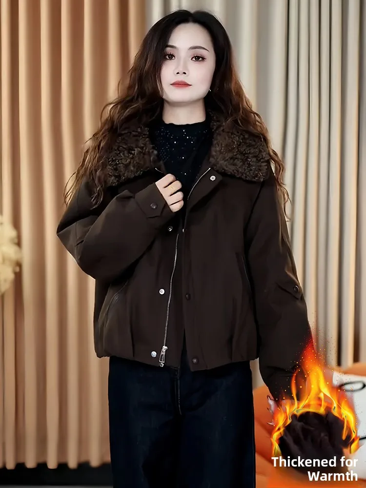 

Корейское зимнее пальто Sle Thiened для женщин, на пуху и хлопке, на молнии, теплая верхняя одежда, модное, для улицы и повседневной носки