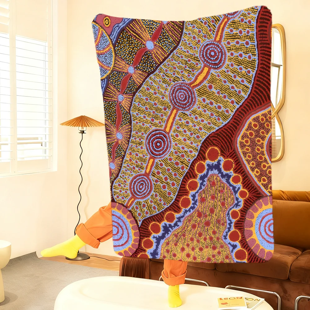 Art A-Australian A-Aboriginal Blanket Throw Super Cosy Plush Living Room Sofa Couch Childish Birthday Gifts