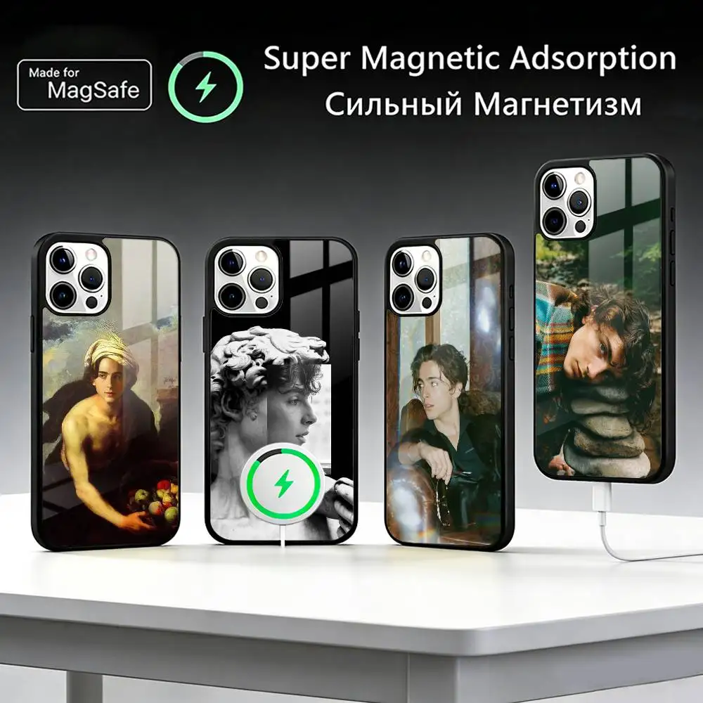 

T-Timothee C-Chalamet Case for iPhone 17 16 15 14 13 12 11 Plus Pro Max Wireless Charging Funda