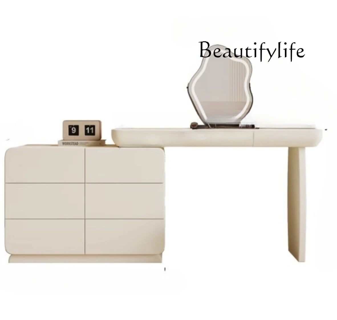 

FGCassettiera con vento color crema integrata, nuovo tavolo da trucco per riporre il comodino nero moderno e semplice in legno m
