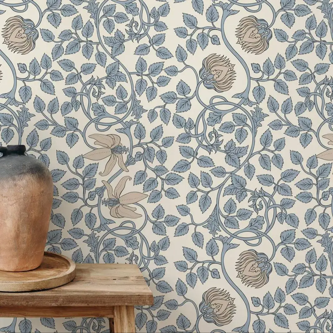 Light Blue William Morris Wallpaper ,Peel and Stick Wallpaper Removable Wallpaper Home Decor Wall Art For Kitchen Wall Paper