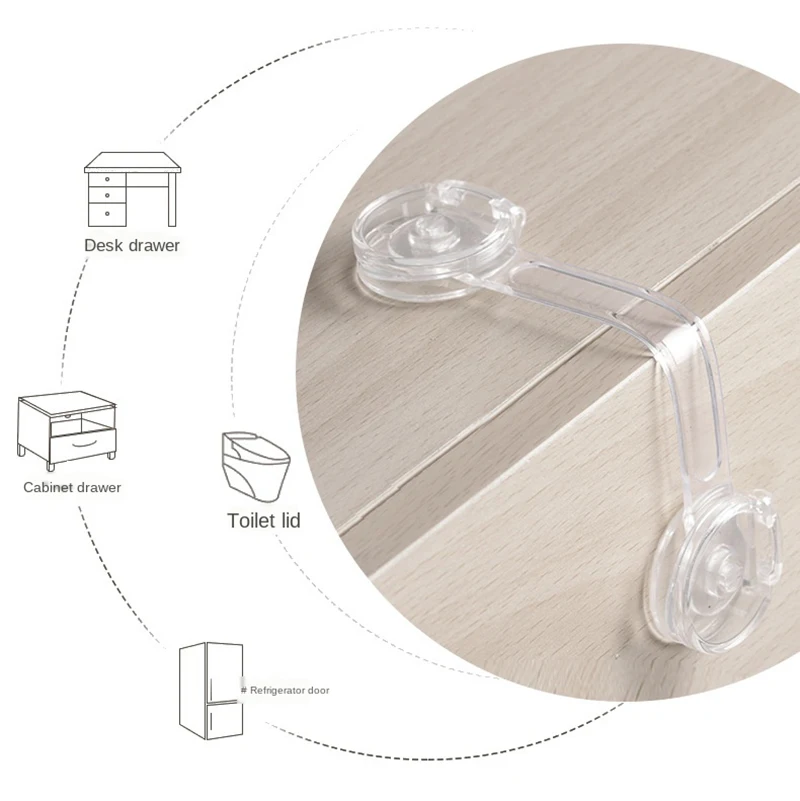 1-5pcs Baby Transparent Safety Locks Anti-opening Cabinet Open Glass Cabinet Safety Lock Anti-clip Hand Door Lock Fixing Clips