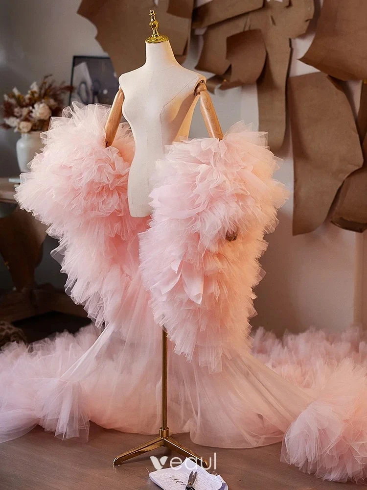 Puffy plissado tule robe vestido rosa ver através da moda feminina casaco jaqueta babados fofo feminino jaquetas em camadas exuberante personalizado
