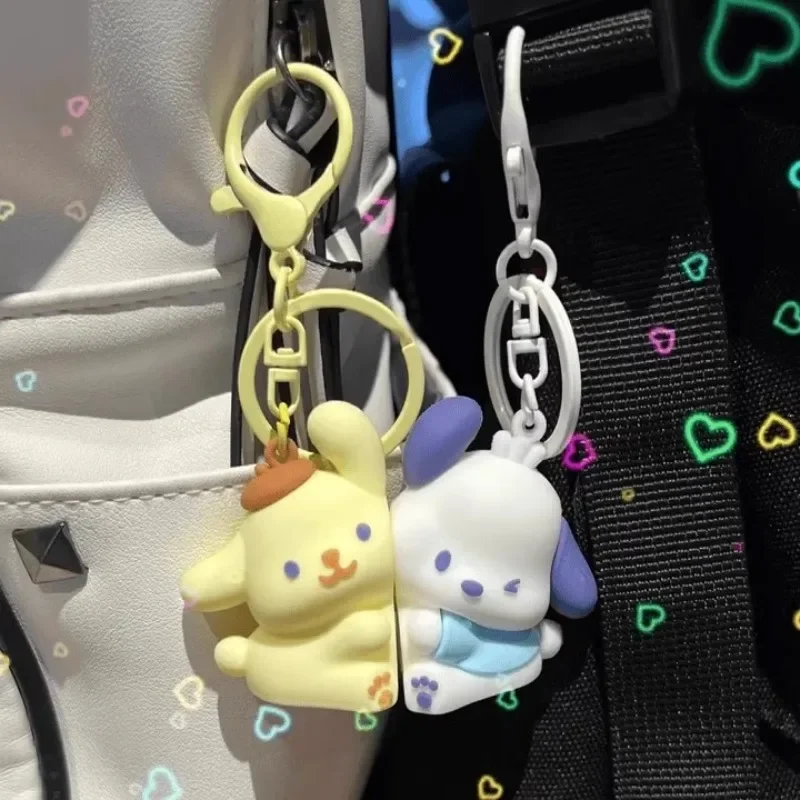 New Sanrio Kawaii Pochacco Cartoon Schoolbag Charm Pom Pom Purin Sticker Sticker Couple Magnetic Keychain Holiday Gift