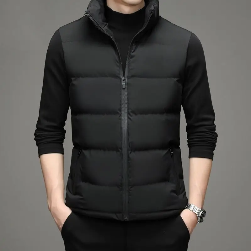 

down Cotton New Autumn Winter Men's Casual Simple Vest Collar Warm Svel oulder Pad Vest Jaet Stand Fit Zipper Cl...