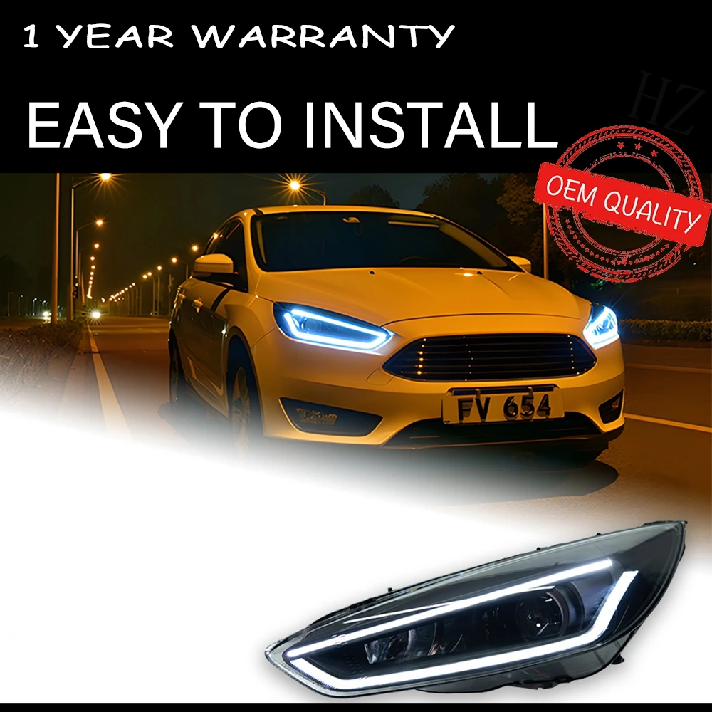 

Для автомобиля Ford Focus 4 фары 2015-2018 автомобильные аксессуары противотуманные фары дневные ходовые огни DRL H7 светодиодные биксеноновые лампы фокусировки фары
