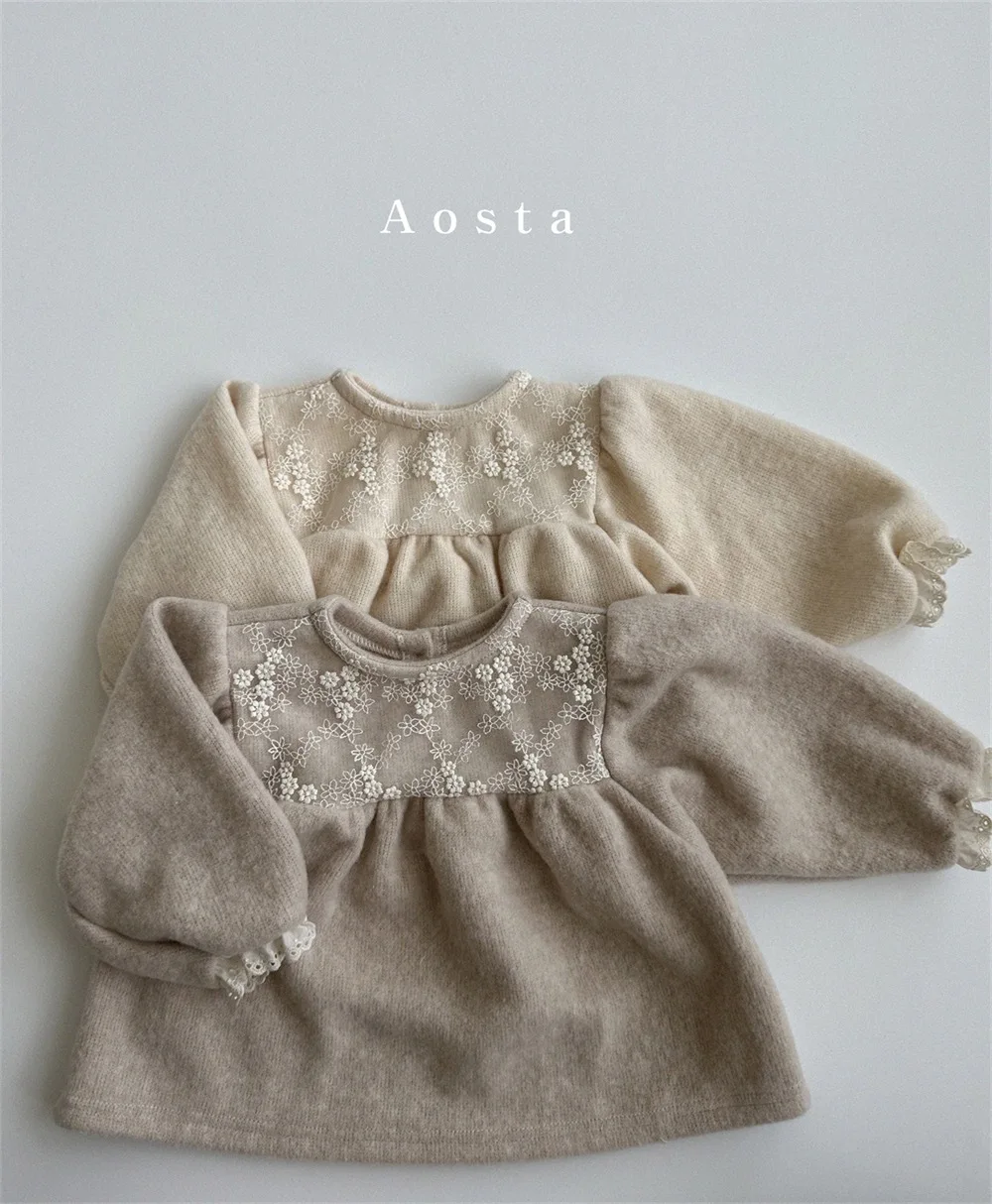 2025 Winter New Baby Girl Plus Velvet Thick Shirts Infant Long Sleeve Tops Lace Collar Girls Warm Shirts Kids Clothes