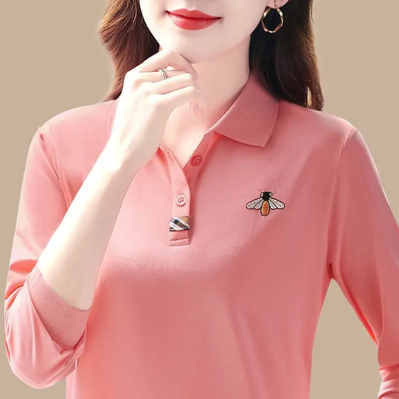 Lapel Cotton Tops Casual Short Sleeve T-shirt Women\'s Summer 2023 New Polo Shirt High Quality Female Black Red Slimming T-shirts