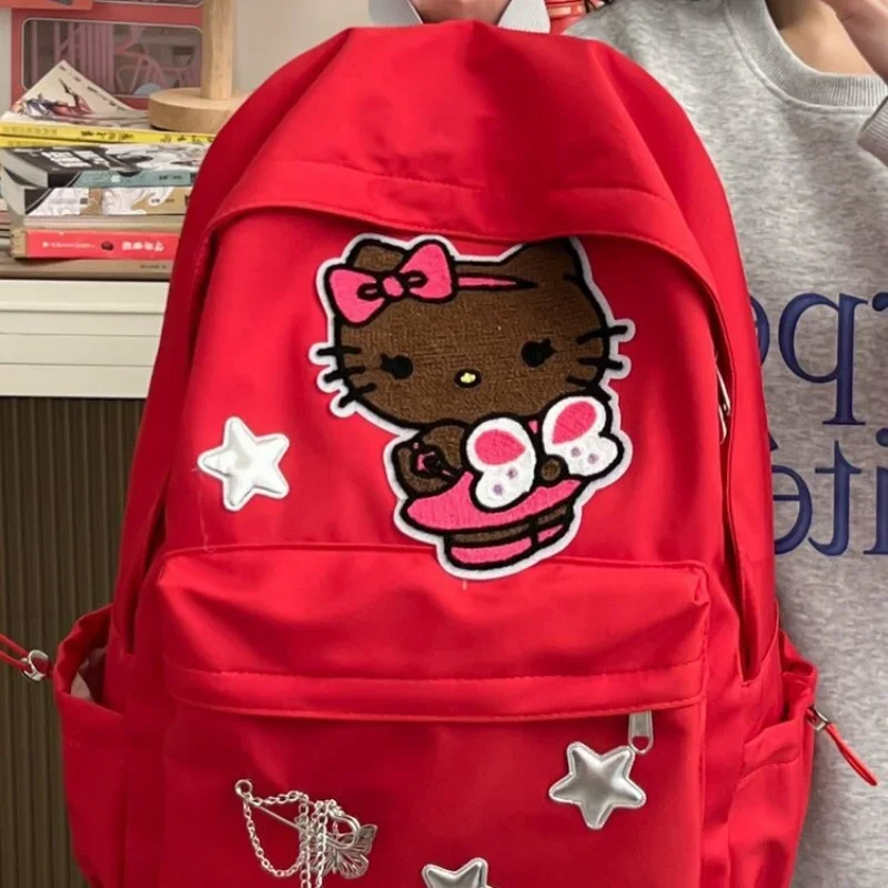 Sanurgente-Sac à dos étudiant Hello Kitty pour enfants, sac à dos léger de dessin animé mignon, sac à dos anti-taches de grande capacité, nouveau