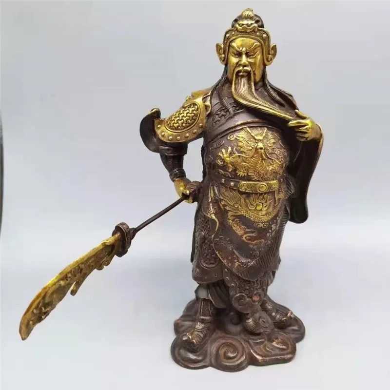 Brass Guan Gong lifting knife oblique knife brass gilded Guan Gong ornaments