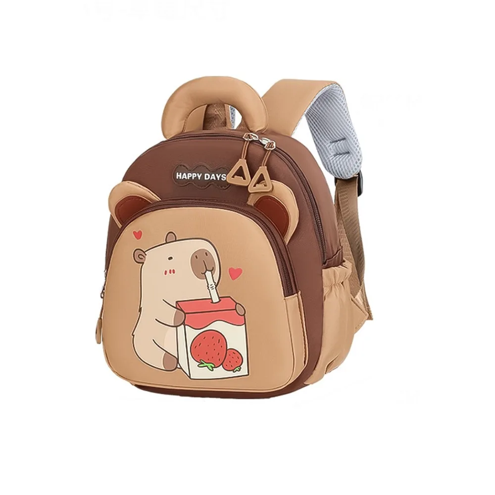 

Cute Cartoon Capybara Backpack Large Capacity Lightweight Capybara School Bag Multi-pocket Nylon Kindergarten Backpack