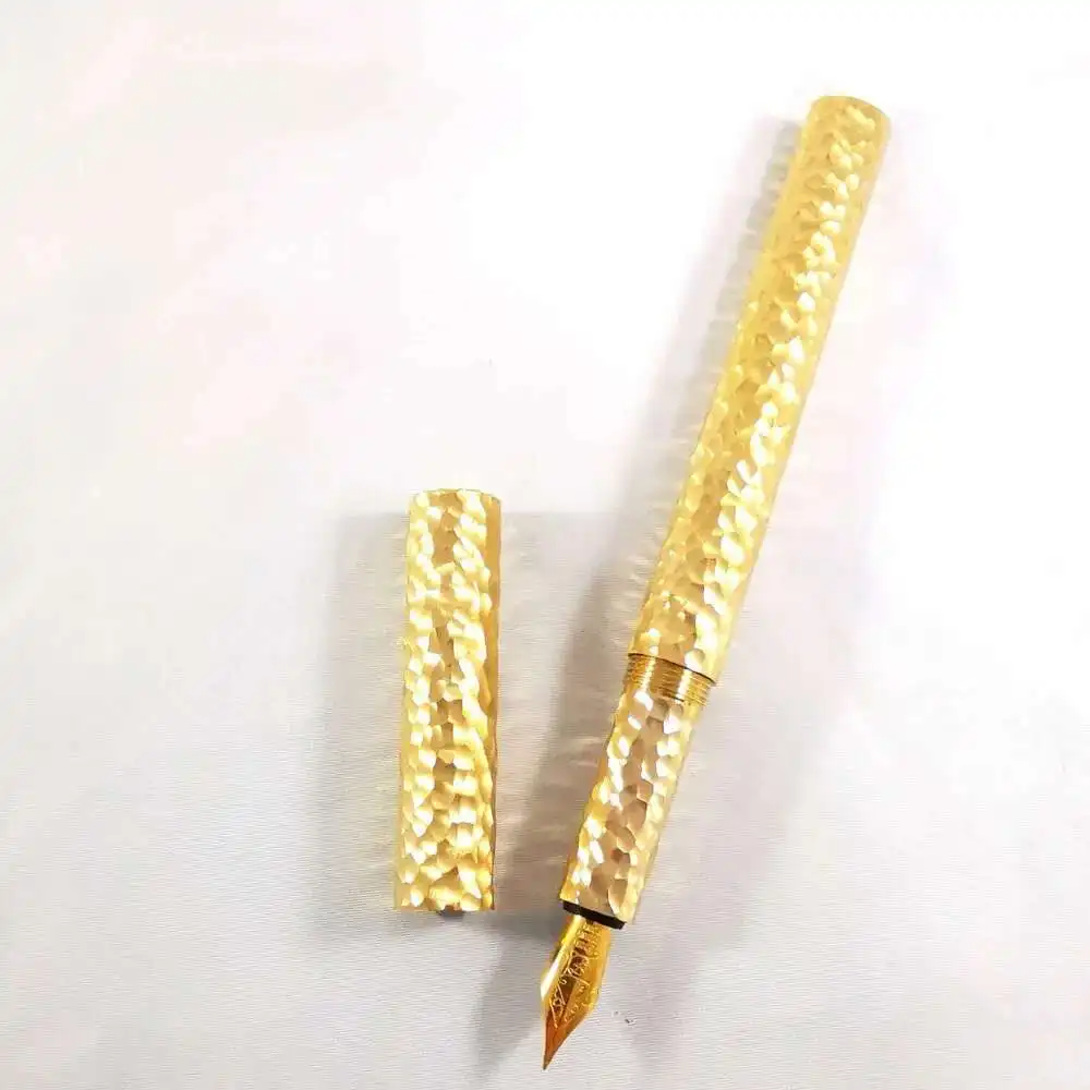قلم حبر نحاسي أبيض منقوش يدويًا، ألمانيا Sch-midt Nib