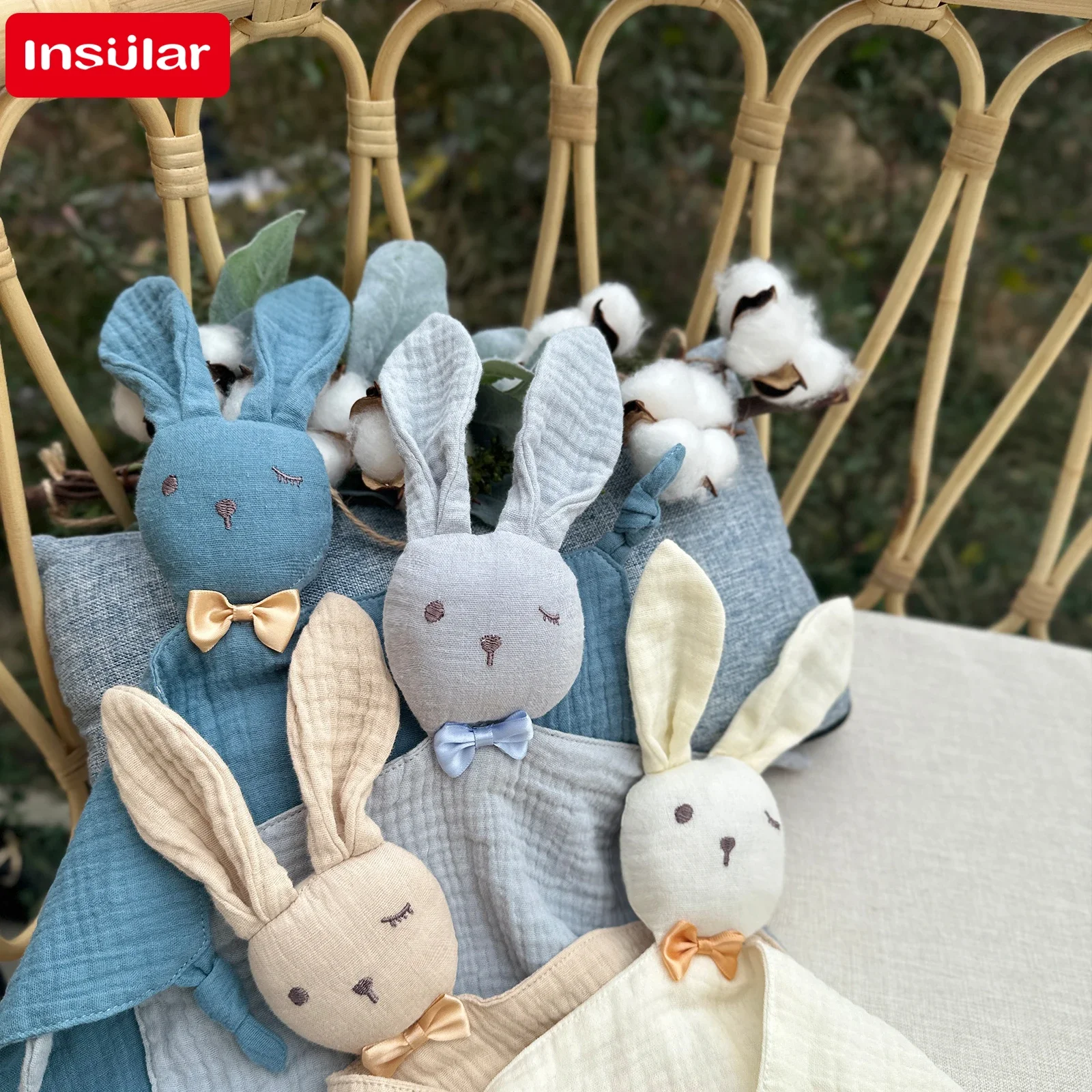 Baby Towel Cotton Stuffed Toys Cartoon Cute Rabbit Towels Soothe Appease All cotton Newborn Soft Comforting Sleeping Toy Gift