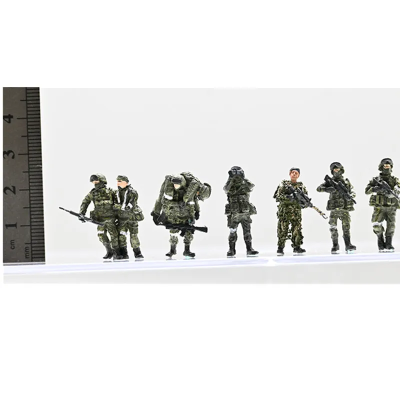 1:72 Scale Model 8 Pcs Russia Patrol Rescue Team 8 Soldiers Action Figure Toys Scene Accessory Dolls Display Collection Gift