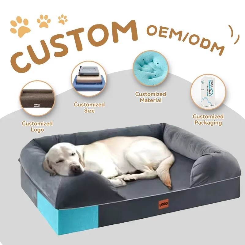 Factory Wholesale Custom Orthopedic large Dog Beds Memory Foam Comfort Cozy Calming Pet Beds for Dog