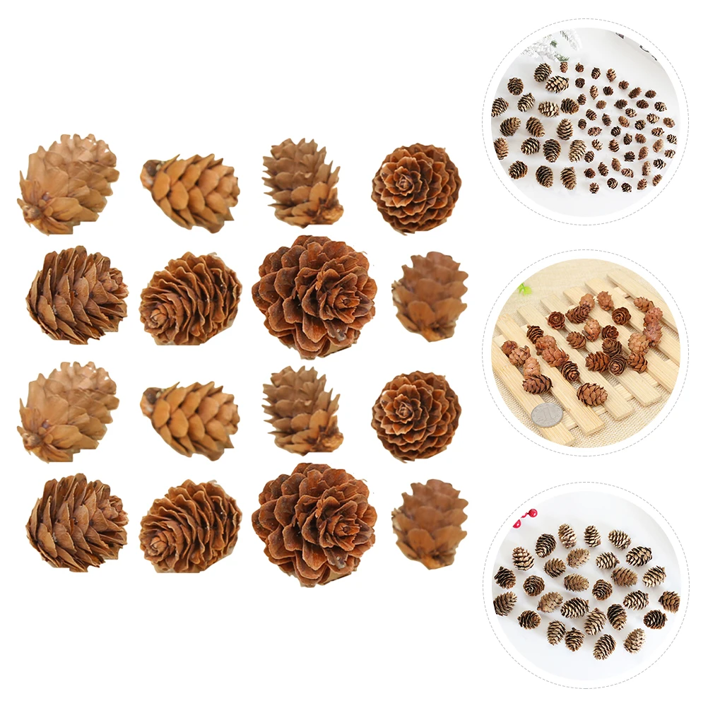 

100 Pcs Mini Pine Cone Decorations Artificial Christmas Tree Ornaments Classic Wooden Home Office Store Festive Party Supplies