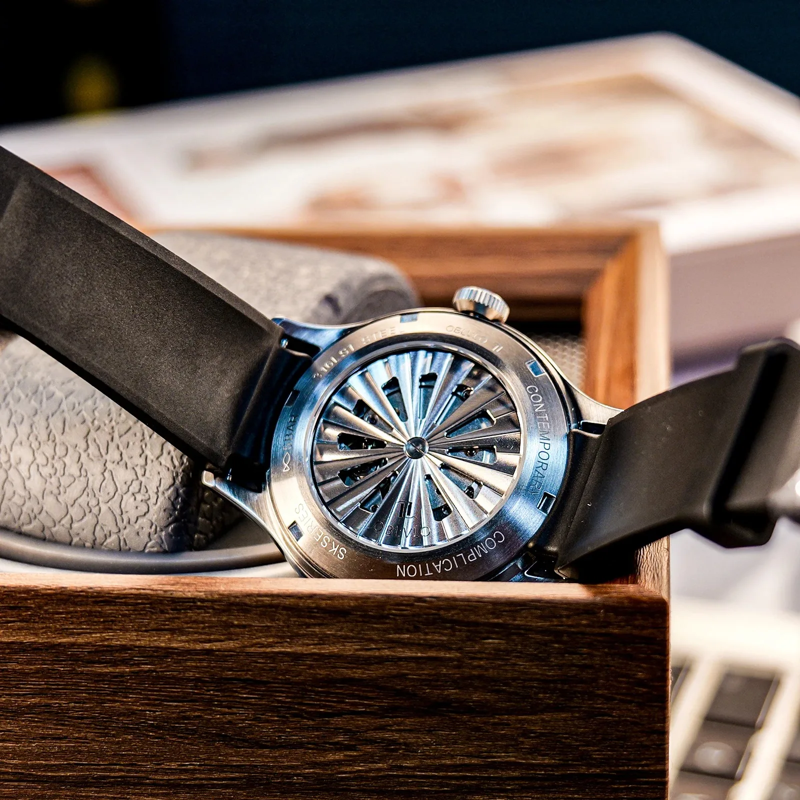 OBLVLO-Reloj de pulsera mecánico automático para hombre, accesorio de lujo, a la moda, con espejo de burbuja luminoso, resistente al agua hasta 50m, espejo de zafiro, 41MM