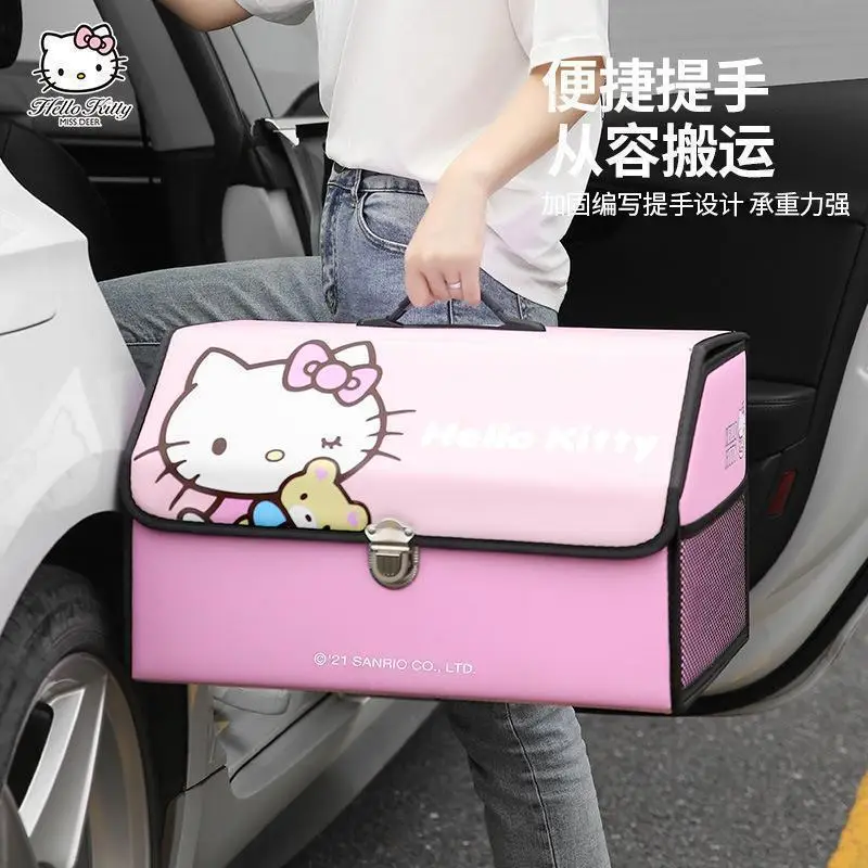

Genuine Kawaii Sanrio Car Trunk Storage Box Organizing Box Hello Kitty Cartoon Car Storage Box Foldable Car Decoration Gift