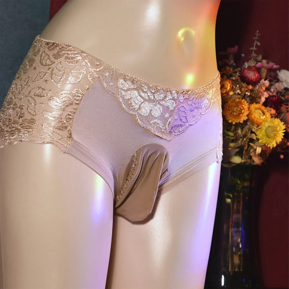 

Дышащие кружевные трусики-стринги Sissy для мужского сексуального нижнего белья с прозрачной кружевной тканью и трусами-мешочками