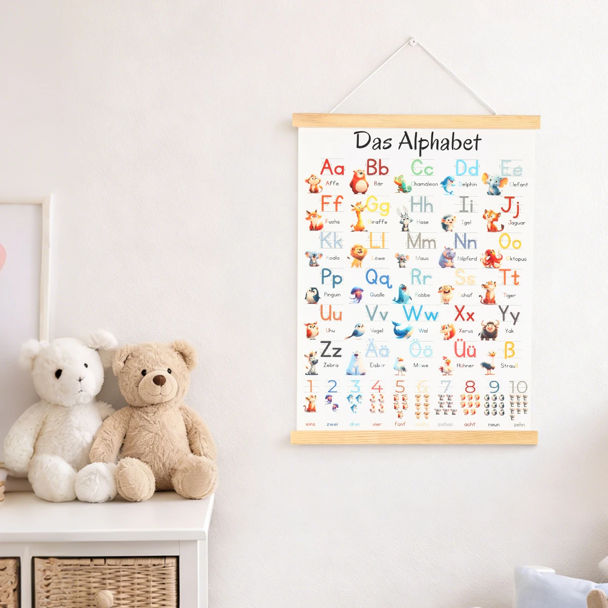 Educational German Alphaber Poster 1st Birthday Party Decoration for Home Nursery Classroom Wall Decor Baby Shower Supplies