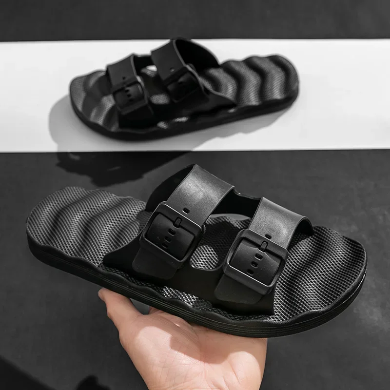 Zapatillas deportivas con botón ajustable para hombre y mujer, chanclas de nuevo estilo, desodorante para el hogar, verano al aire libre, masaje ligero para playa