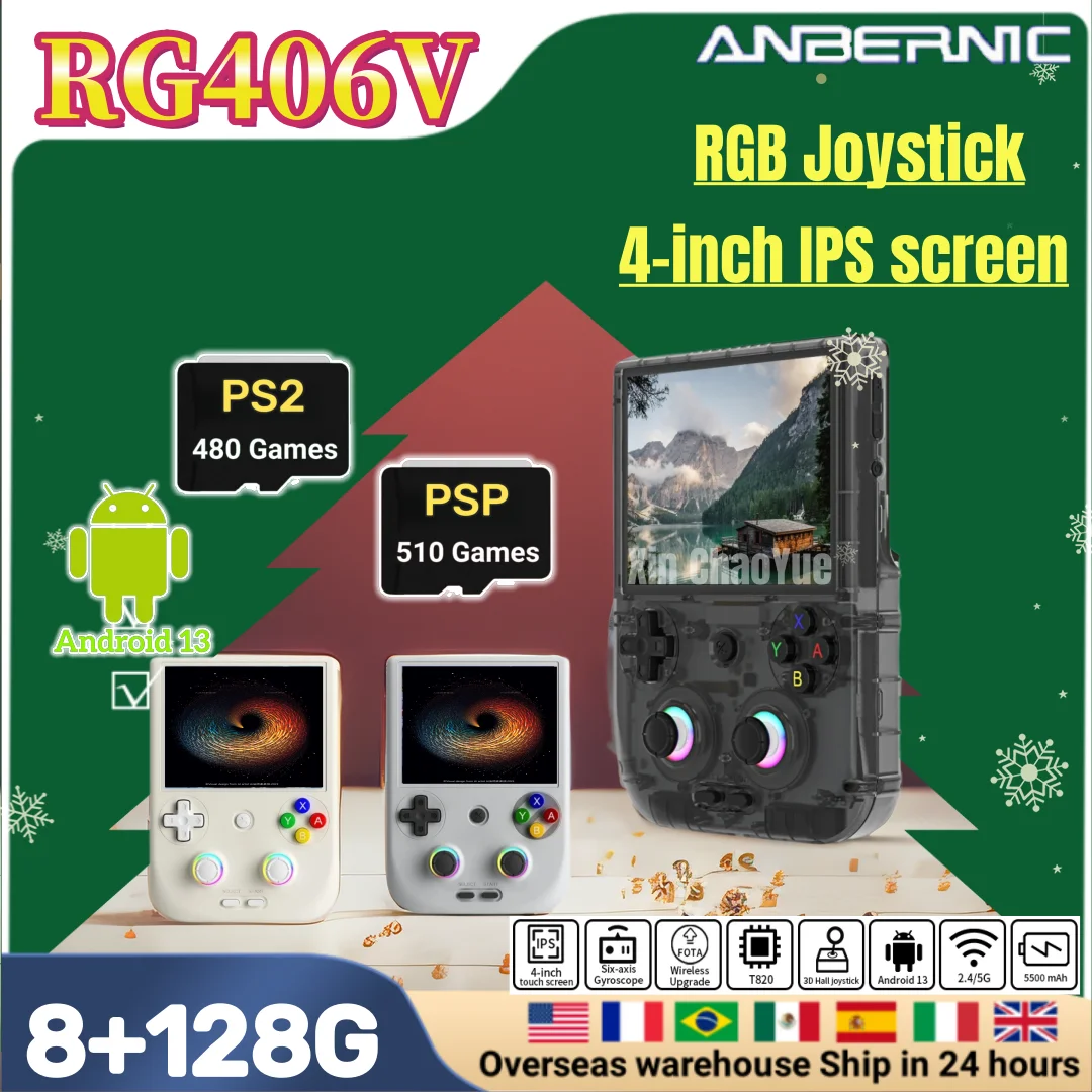 ANBERNIC RG406V Retro Handheld Game Console Video Game Consoles Android13 4 IPS Multi-touch Screen RG 406V Unisoc T820 512G PS2