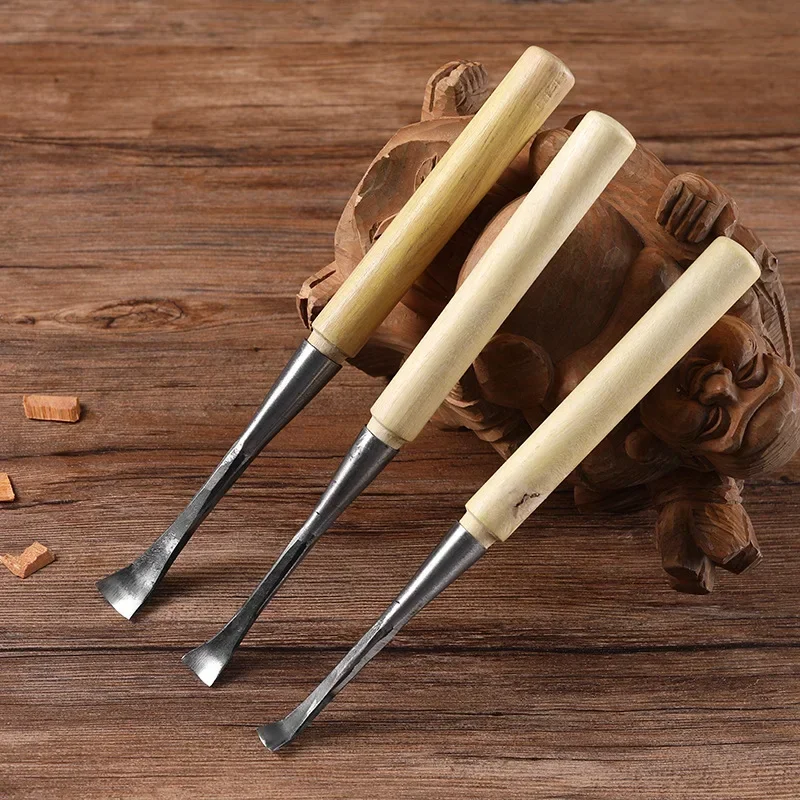 1PC 10/15/20mm Roughening Tilting Head Circular Arc Wood Carving Knife Manual Woodworking Tool Dgging Spoon Wood Root Carving