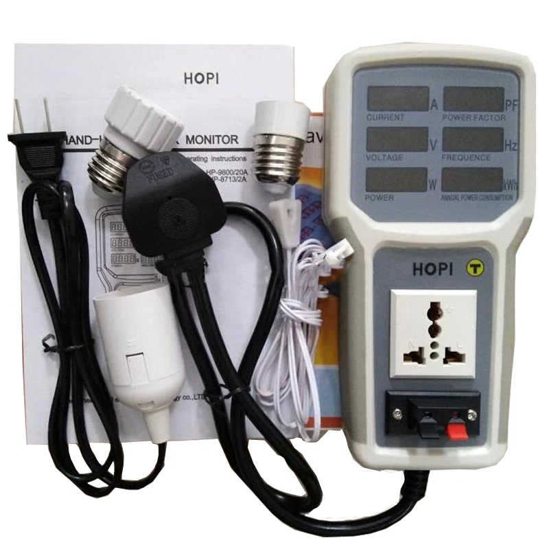 HOPI HP9800 USB Port 4500W 85V-110V-220V-265V AC 20A HP-9800Electric Energi Monitor LED Light Tester Soket Watt Meter Analyzer