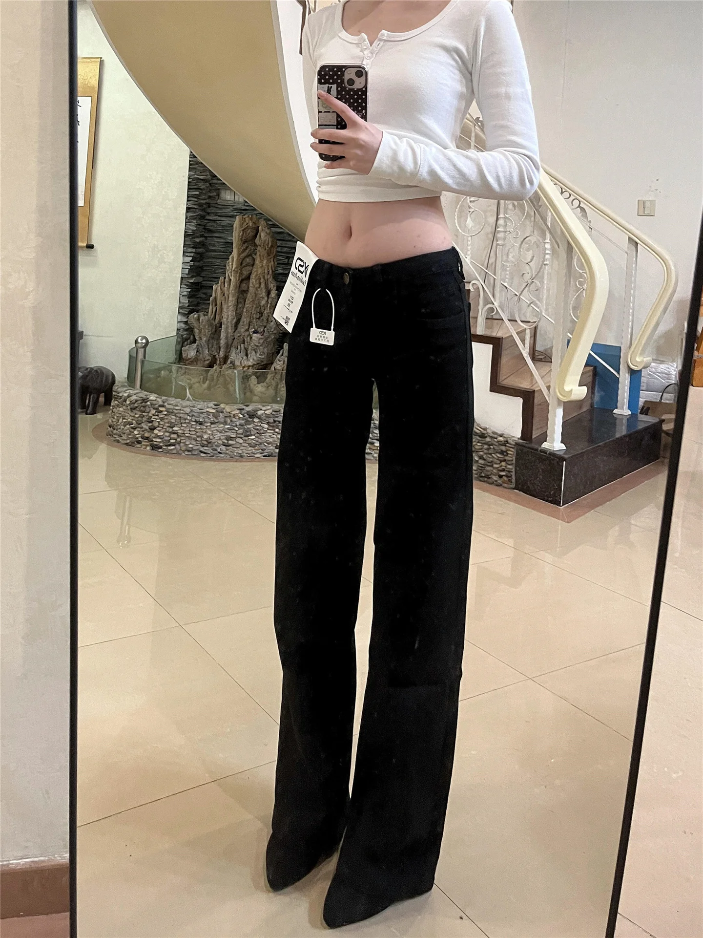 

American Vintage Low Waist Straight Leg Jeans Women's Spring Summer Slimming Long Extension High Waist Floor-Length Pants