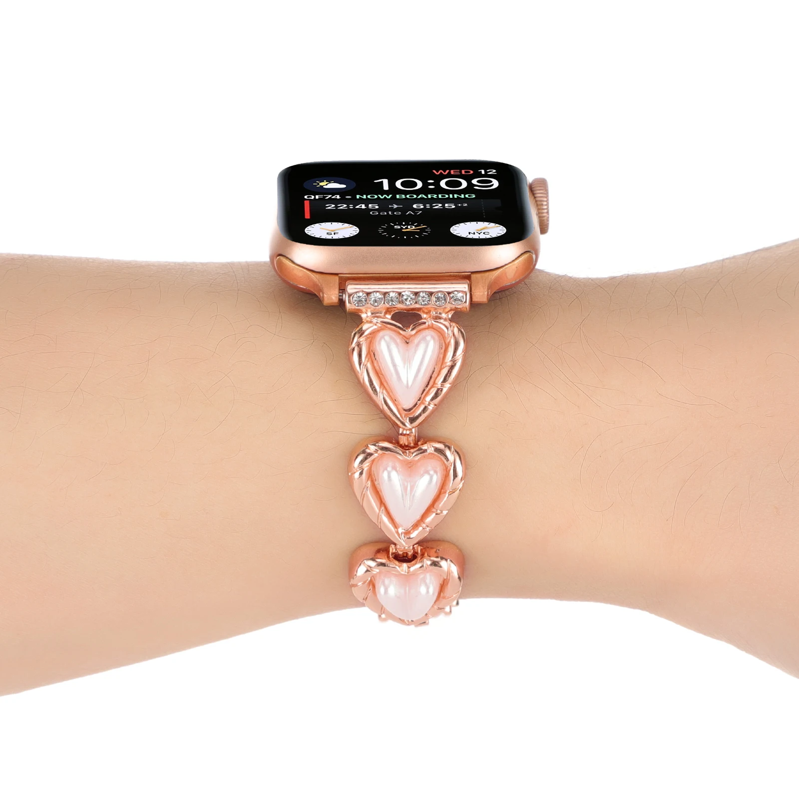 Cinturino per cinturino per orologio apple cinturino in acciaio inossidabile a forma di cuore cinturino da donna per cintura Iwatch
