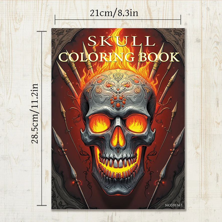 Skull Coloring Book for Adults - 8.3x11.2 inches 22 pages coloring book - helps relieve stress and soothe emotions