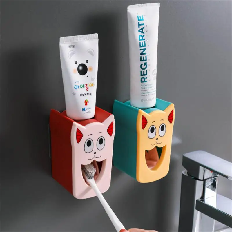 Toothpaste Dispenser Wall Mounted Detachable Bathroom Accessories Toothpaste Squeezing Artifact Waterproof Cartoon Automatic