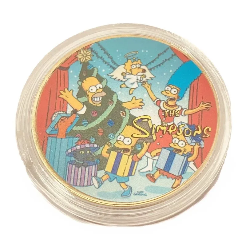 The Simpsons Metal Crafts Commemorative Coins Anime Peripheral Collection Coins Cute Cartoon Gold Coin Lucky Coin Kids Toys Gift