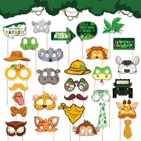 30Pcs/set Jungle Animals Party Decoration Cartoon Animal Funny Glasses Photo Props Happy Kids Jungle Safari Birthday Party Decor