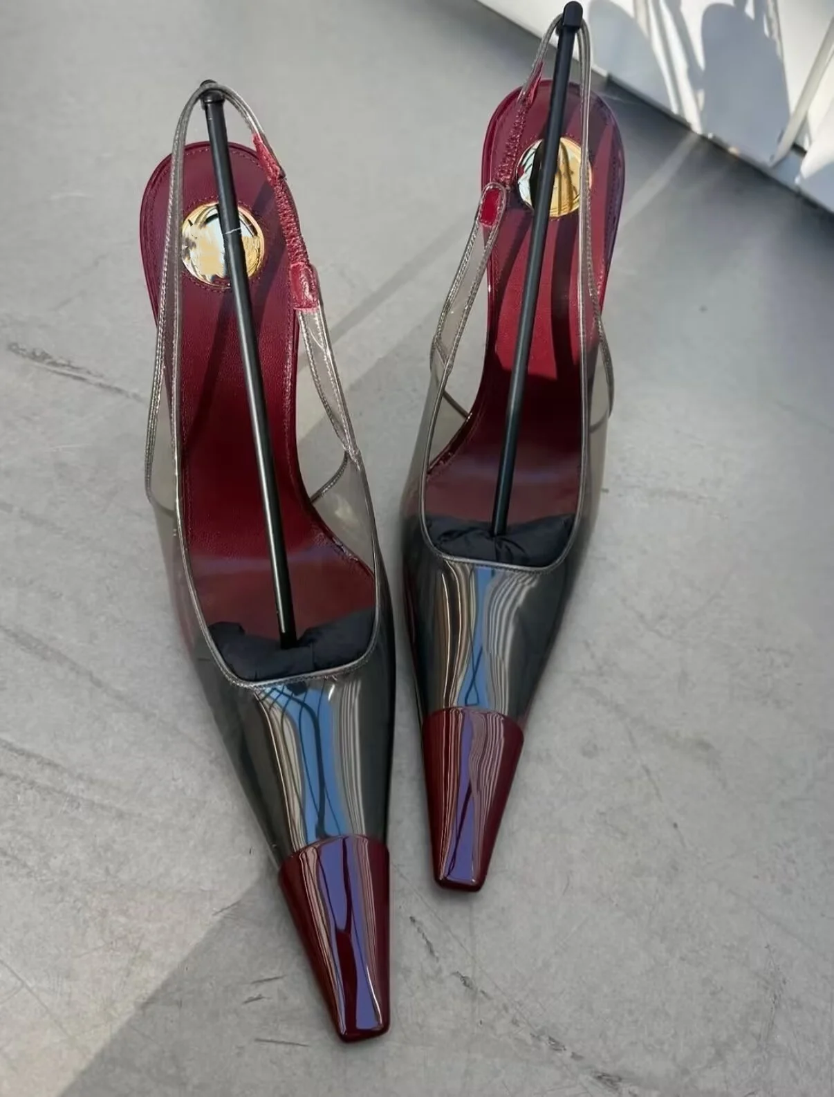 PVC Transparent Pointed Toe Soft Leather Smmer Women Sandals Stiletto High Heels Slip On Design Large Size Fashion Show Shoes image 3