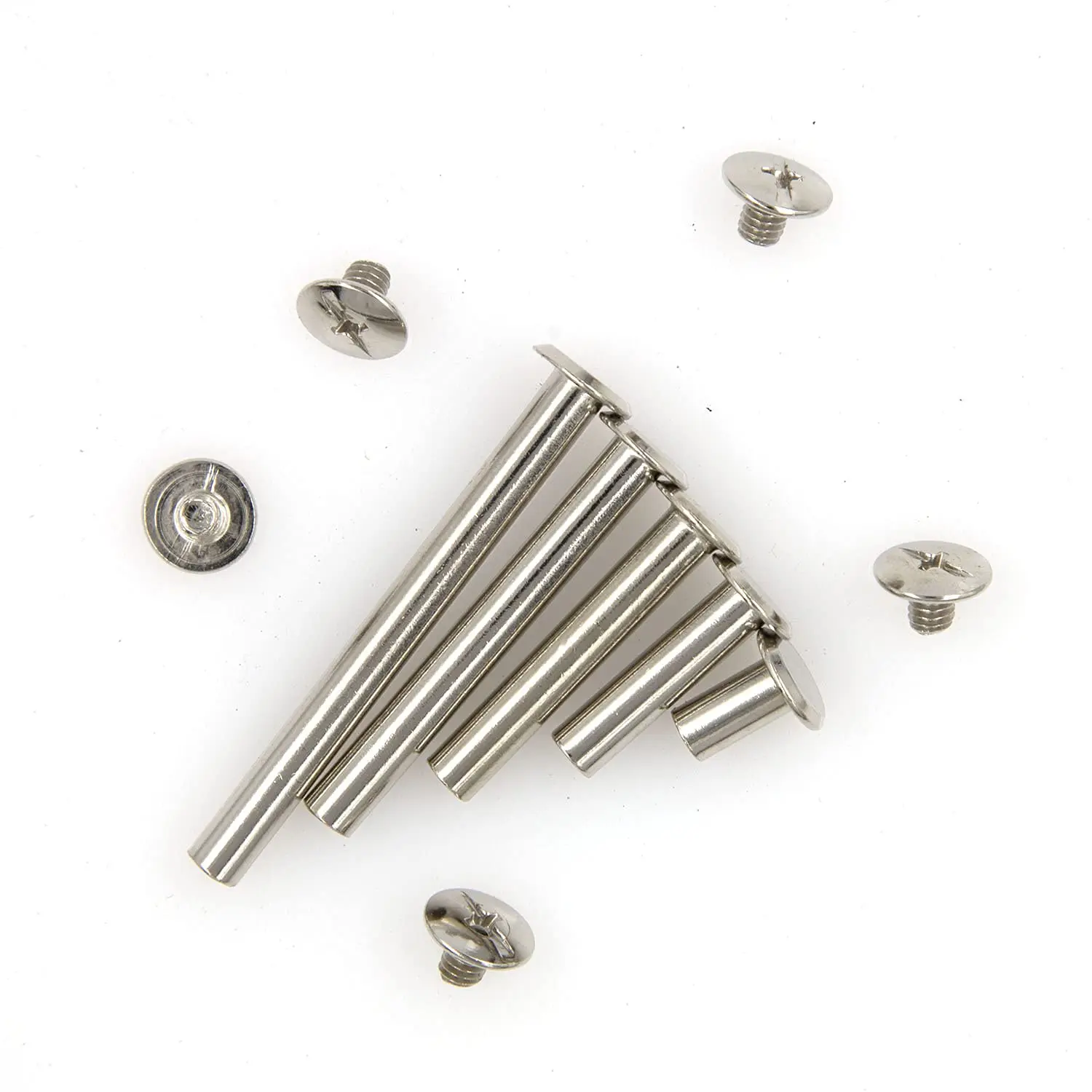 30-117 Pcs Phillips Chicago Binding Screws M5x8/10/20/30/40/50mm Silvery Scrapbook Extenders Post Binding Barrels for Book Bindi