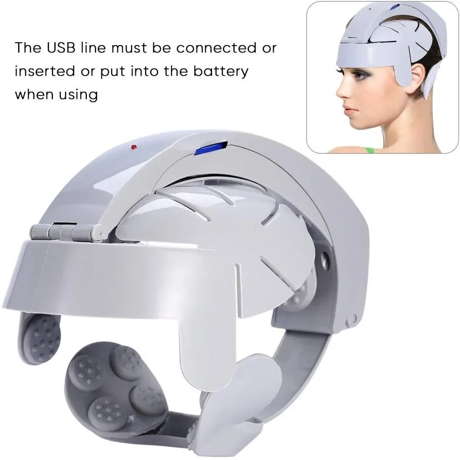 New Electric Head Massager Device Multifunctional Vibration Scalp Massager Acupuncture Points Kneading Wearable Helmet Massage