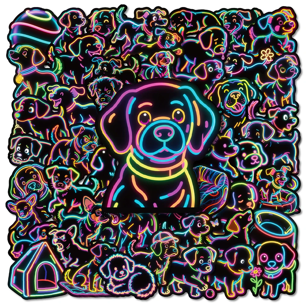 10/30/50 Stück Neon-Stil, niedliche Tiere, Hund, Cartoon-Aufkleber für Kinder, wasserdicht, Graffiti, Telefon, Laptop, Notebook, coole Aufkleber, Spielzeug