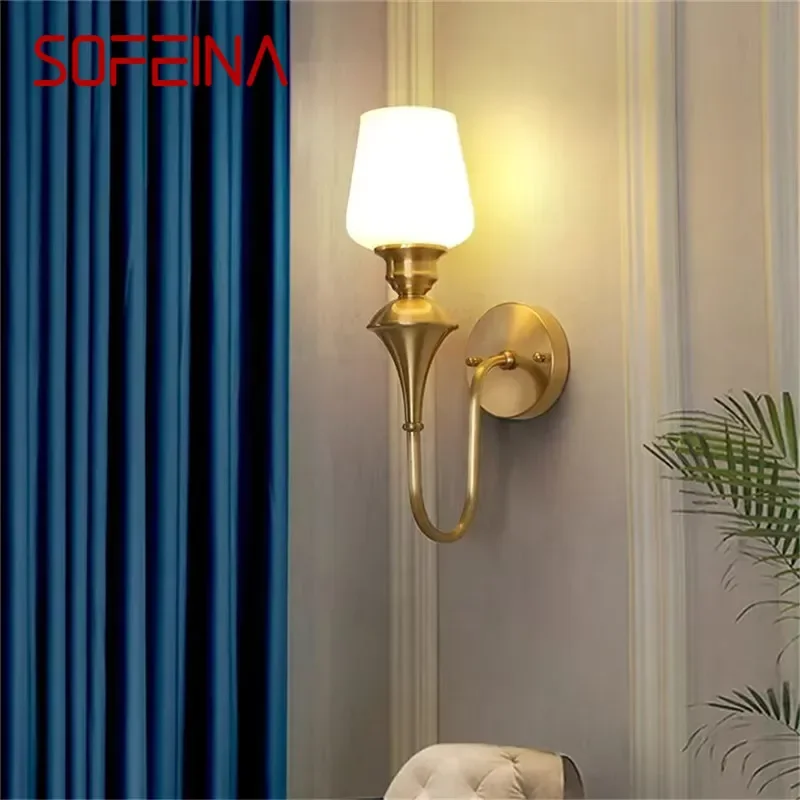 SOFEINA Contemporary Brass Wall Lamp American RetroLED Living Room Bedroom Study Room Hotel Villa Model Room Hall Way Aisle Ligh