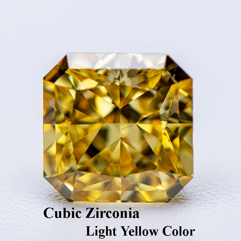 

Cubic Zirconia Crushed Ice Cut Light Yellow Color Asscher Shape Charms Beads for Diy Jewelry Making Materials No Certificate