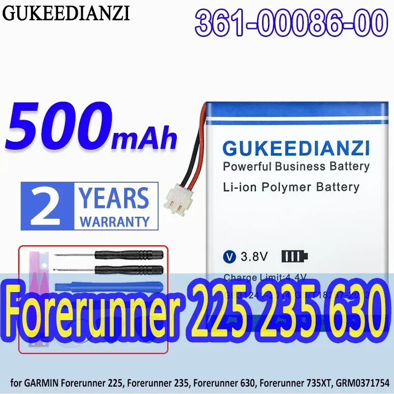 High Capacity GUKEEDIANZI Battery 361-00086-00 500mAh For GARMIN Forerunner 225 235 630 735XT GRM0371754 GPS