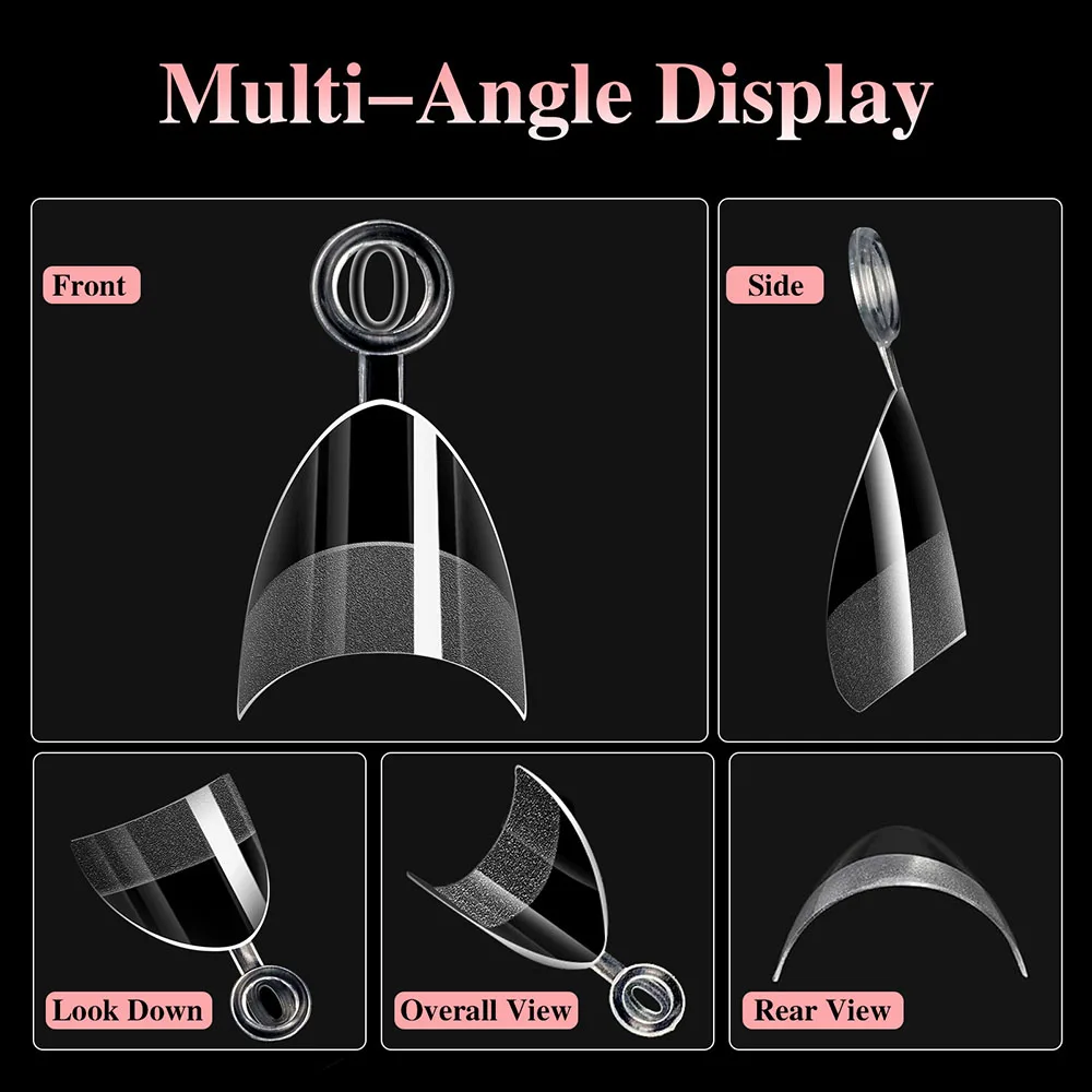 240 개/상자 소프트 젤 짧은 아몬드 네일 팁 하프 커버 프리 에칭 살롱 클리어 프레스 손톱 도구 매니큐어 확장 하프 매트