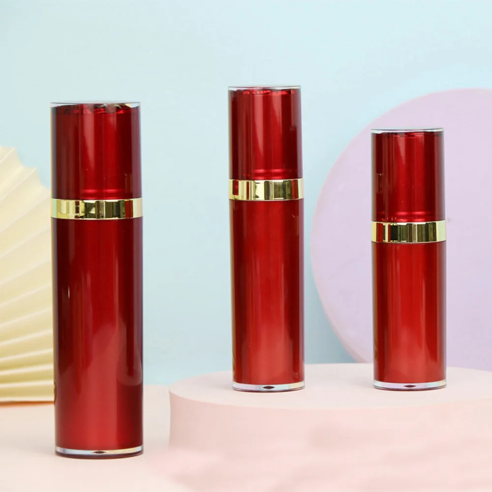 30ml&50ml Capacity Cylinder shape Wine red color Acrylic material Refillable Spray Perfume bottle with sprayer pump