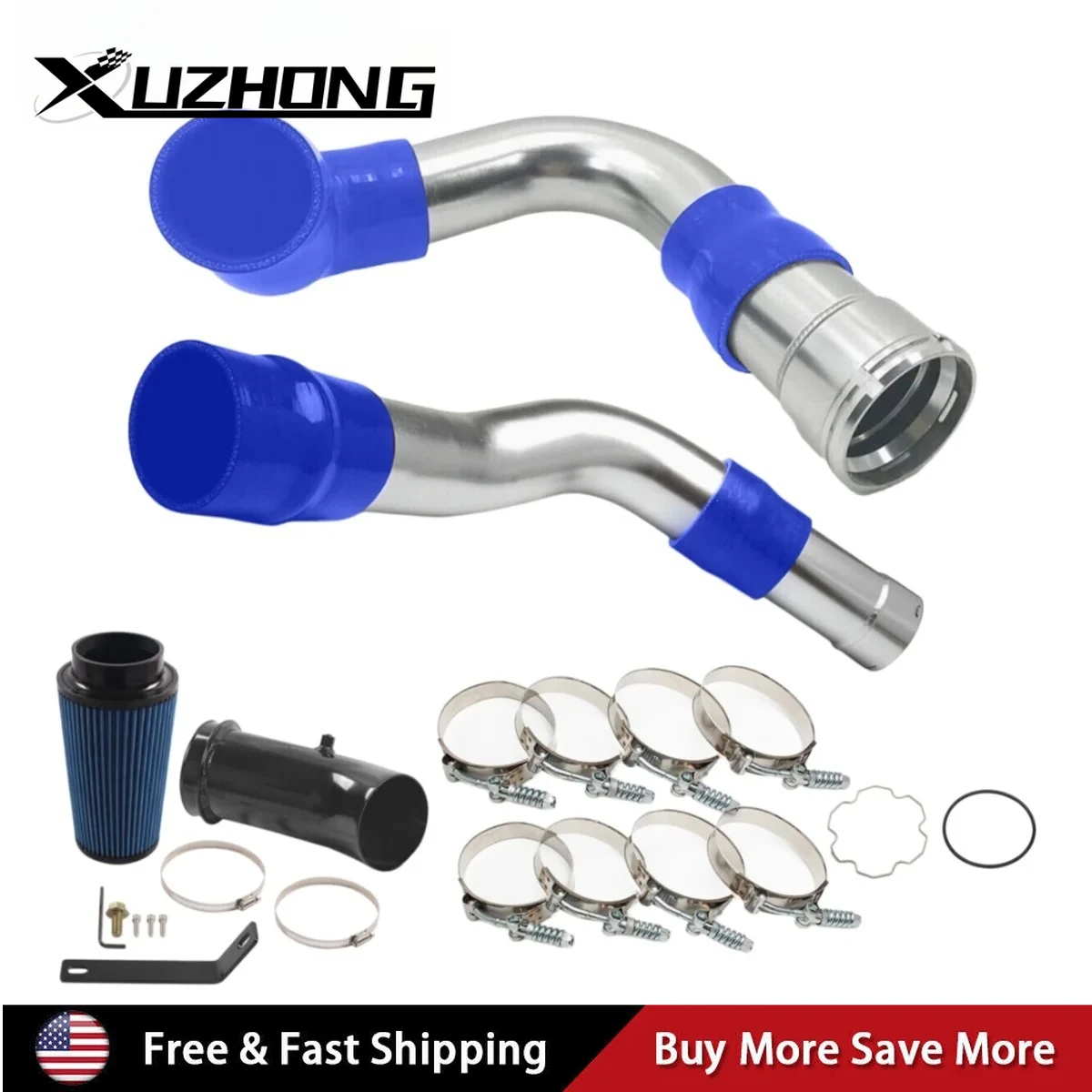 

Комплект трубок интеркулера с воздухозаборником холодного воздуха (синий/серебристый/красный) для Ford 6.7L Powerstroke Diesel 2011-2016