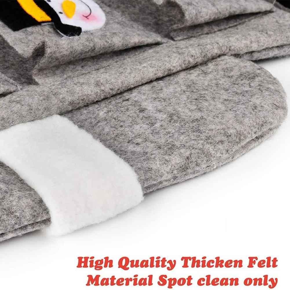 Calendario de Adviento de fieltro navideño, colgante de pared, Papá Noel, con bolsillos, reutilizable, gris, 24 días