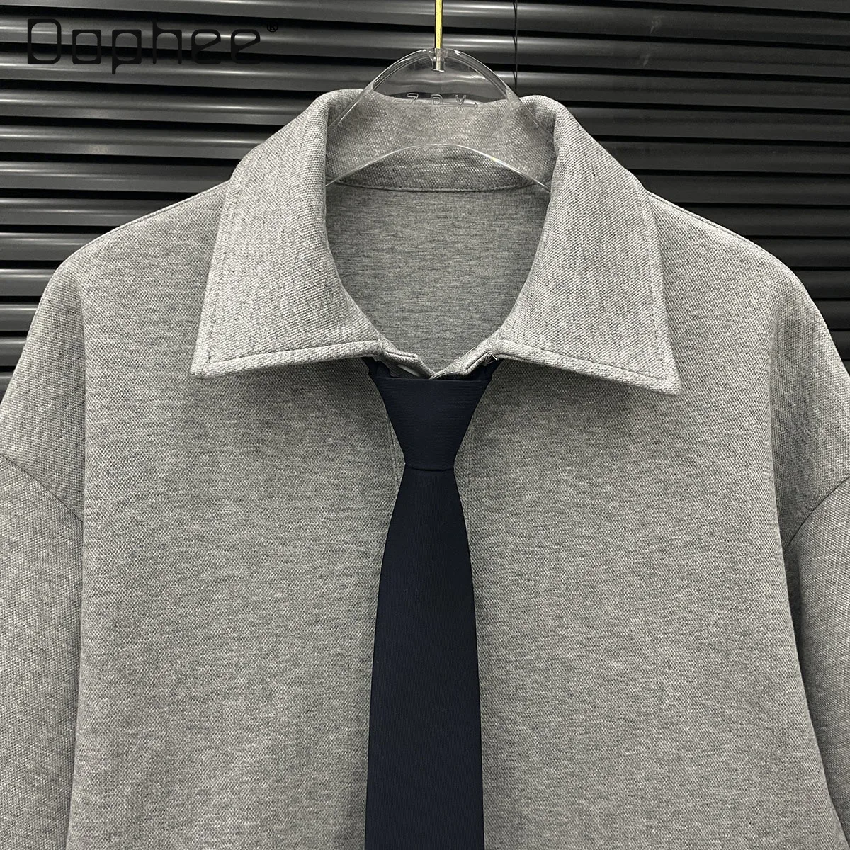 แนวโน้มเกาหลีLapel Tieตาข่ายSplicingชุดผู้หญิงพร็อพสไตล์สีทึบหลวมสบายๆTutuชุดแฟชั่นฤดูร้อนชุด